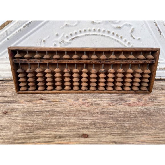 Antique Japanese Wood Abacus Calculator 15 rows 90 beads Signed - Picture 1 of 11